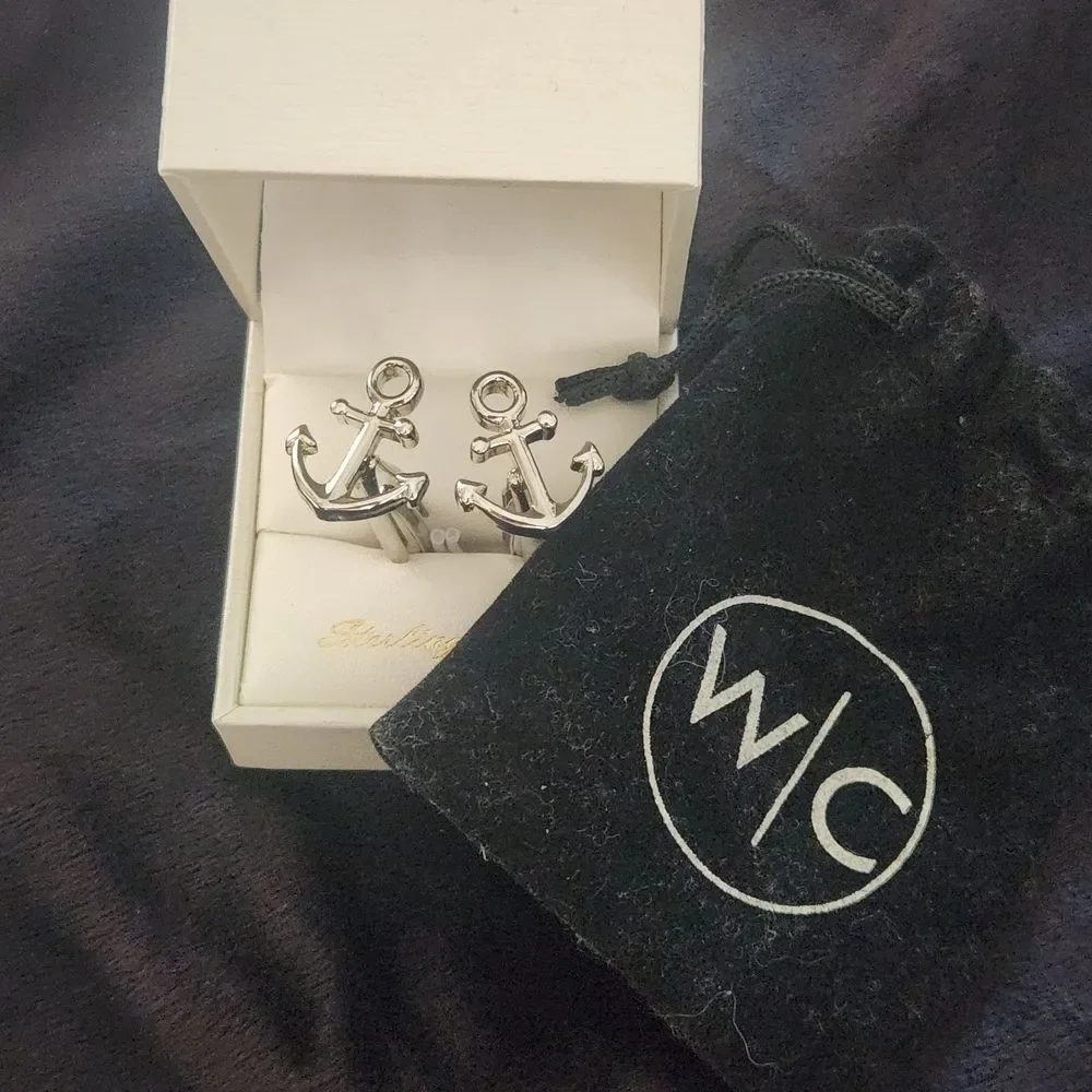 New Nautical Silver Toned Anchor Cufflinks